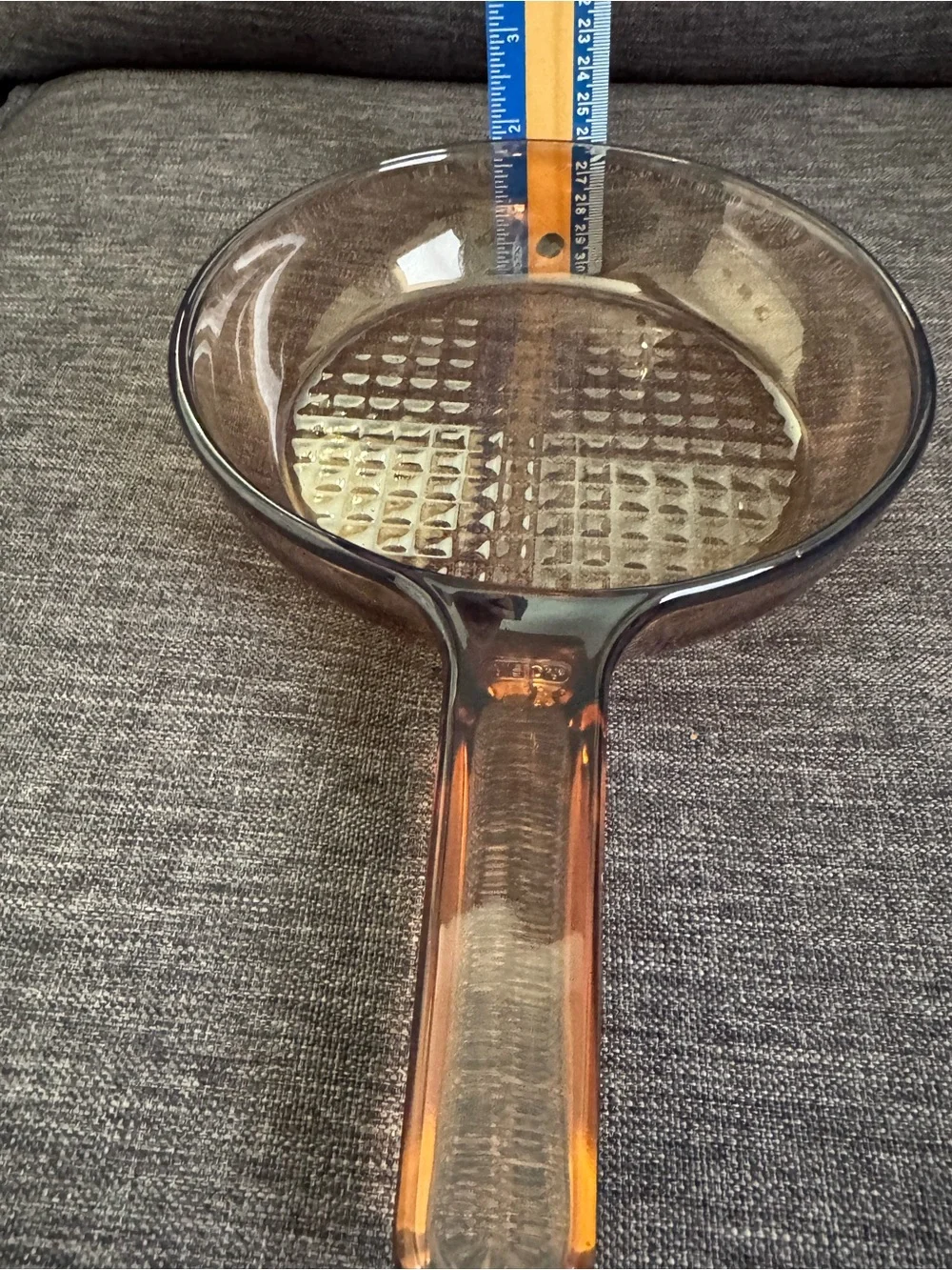 Vintage Corning Ware Pyrex Amber 7 Inch Waffle Bottom‎ Frying Pan Skillet USA
